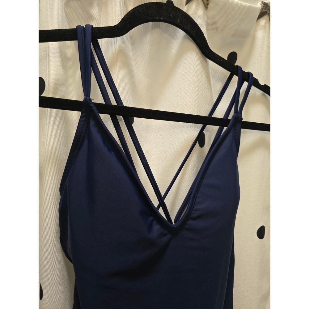 Hurley navy blue strappy back one piece swimsuit removable padding size small - Picture 4 of 9